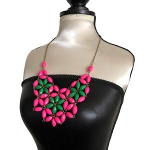 Vintage Bohemian Beaded Necklace Pink/Green